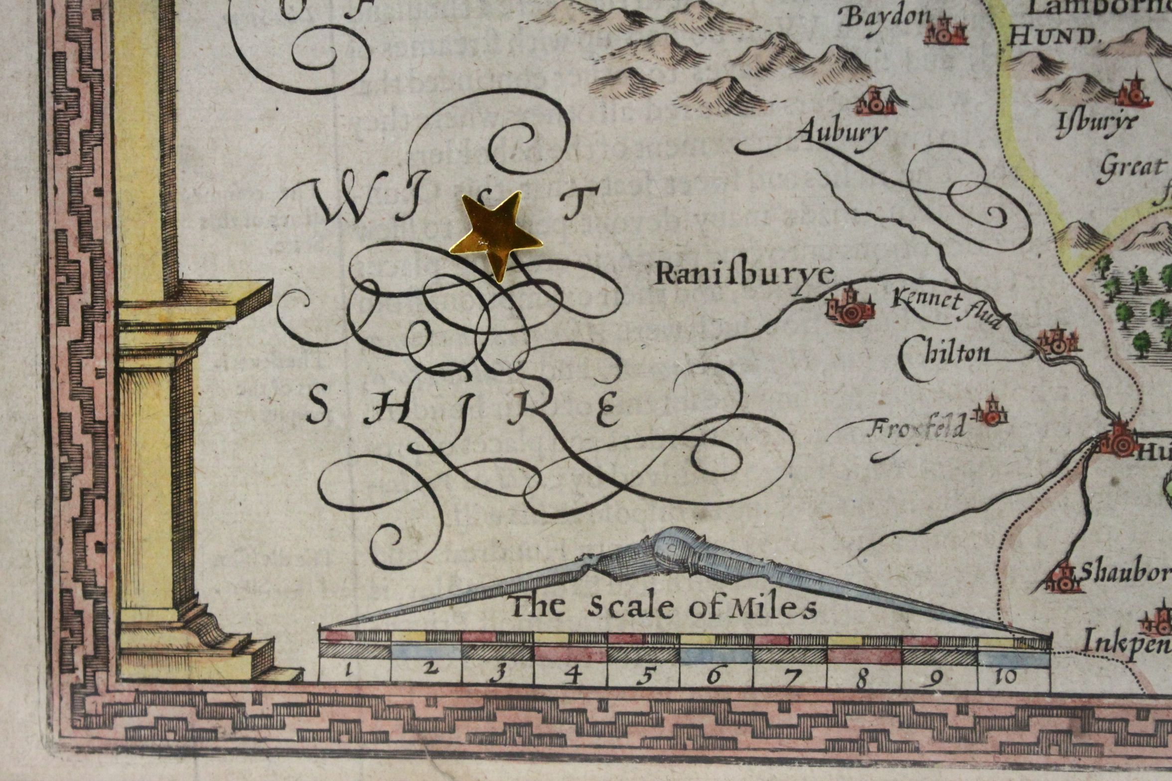 A framed and glazed antique hand coloured map of Berkshire together with a coloured map of St - Image 10 of 12