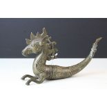 Bronzed Metal two section casket in the form of a South East Asian Sea Horse, 20cms long