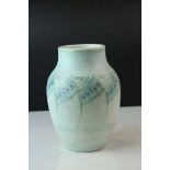 1930's Pilkingtons Royal Lancastrian Vase, pale green ground and decorated with a pattern in green
