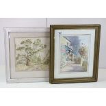 Culley B Grilley RWA 20th century watercolour painting outside a cottage signed together with a