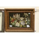 Needlework Panel depicting a Chateau in Woodland, 25cms x 35cms