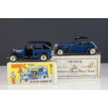 Two boxed Triang Minic clockwork tin plate models to include Taxi and Traffic Control Car, both with