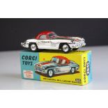 Boxed Corgi 304S Mercedes Benz 300 SL Hardtop Roadster diecast model in silver chrome body with
