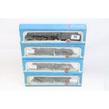 Four boxed Airfix OO gauge locomotives to include 54121-3 Royal Scot BR Livery, 54122-6 4F Fowler