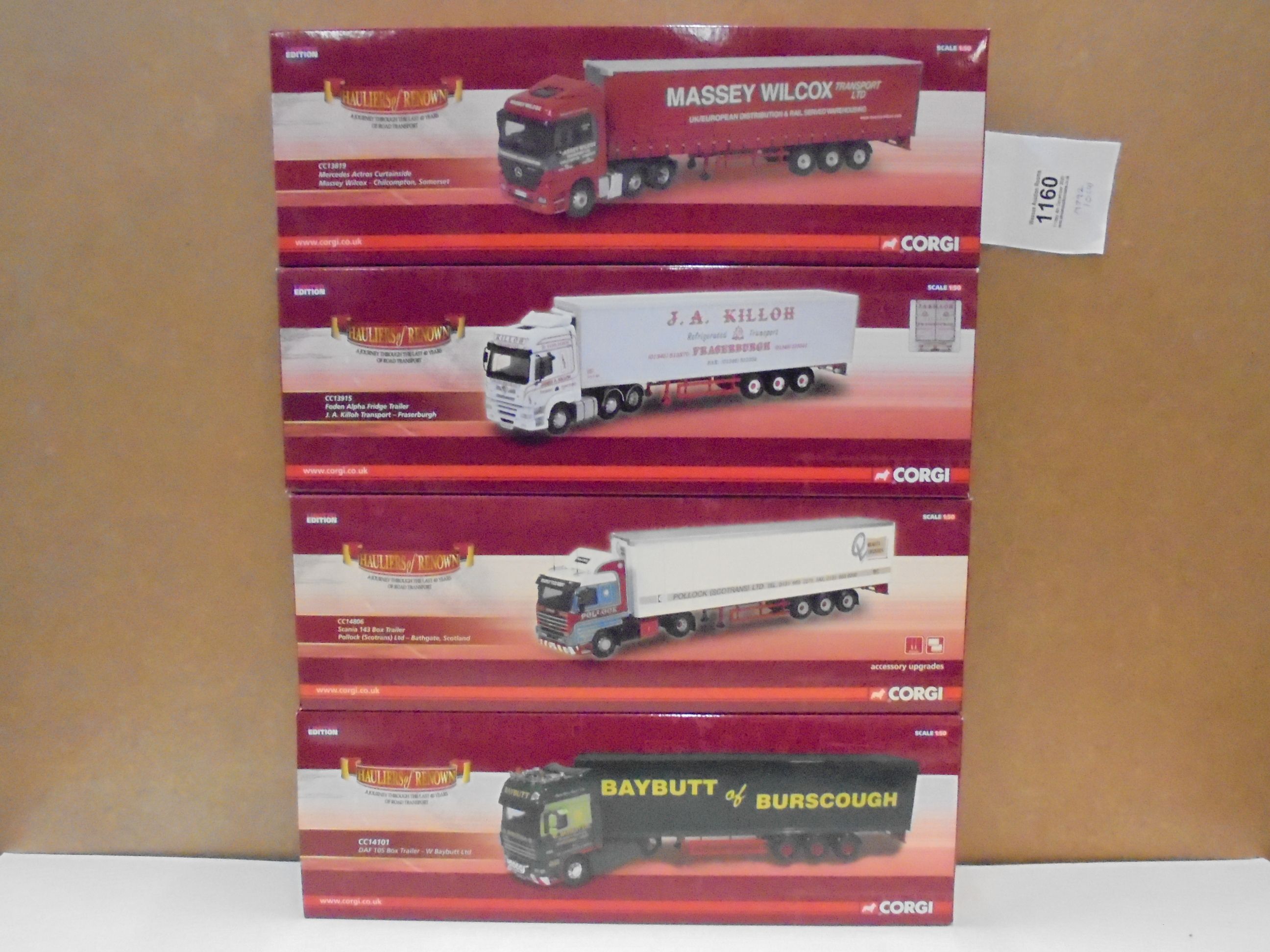 Four boxed 1:50 Corgi Hauliers of Renown diecast to include Foden Alpha Fridge Trailer (CC13915),