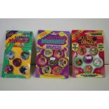 Three carded imperial Toy Corp Slammer Whammers collector caps booster packs including a Double