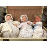 Three mid - late 20th C plastic dolls