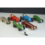 Six Triang Minic tin plate racing cars, in a good play worn condition, no keys