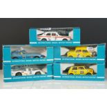 Five boxed Scalextric Rovex slot cars to include C053 Datsun 260Z, C052 Ford Escort Mexico Special