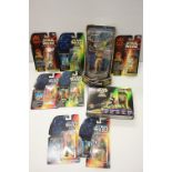 Nine boxed and carded Kenner Star Wars action figures to include 2 x Episode One Obi-Wan Kenobi,