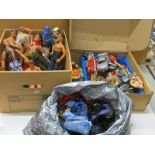 Collection of playworn action figures and diecast models to include Majorette, Hot Wheels, Hasbro