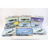 Nine boxed 1:48 Esci unbuilt plastic model kits to include 2 x Henschel HS-123, 2 x Henschel HS-129,