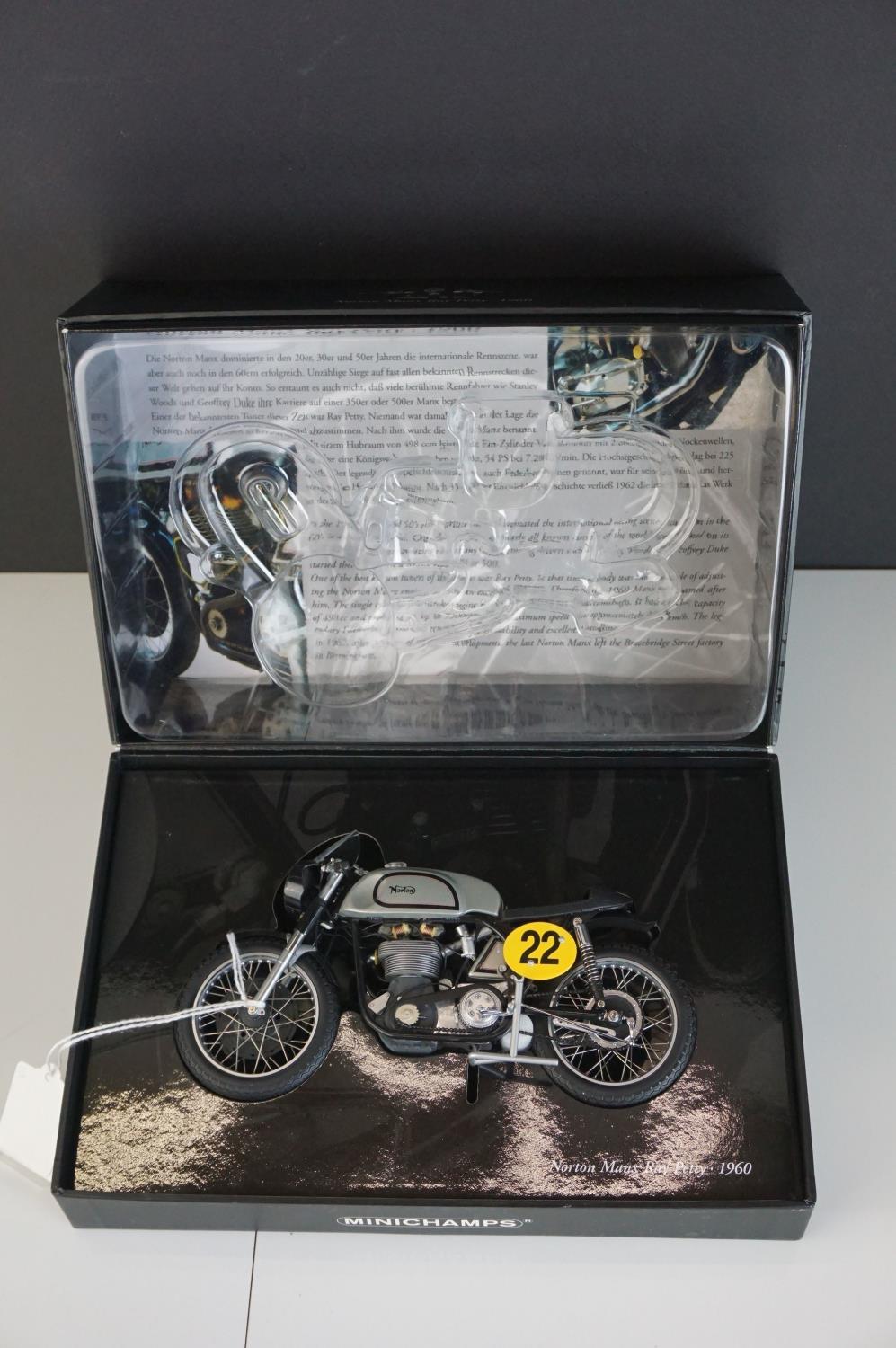 Boxed 1/12 Paul's Model Art Minichamps Classic Bike Series Norton Manx Ray Petty diecast model in