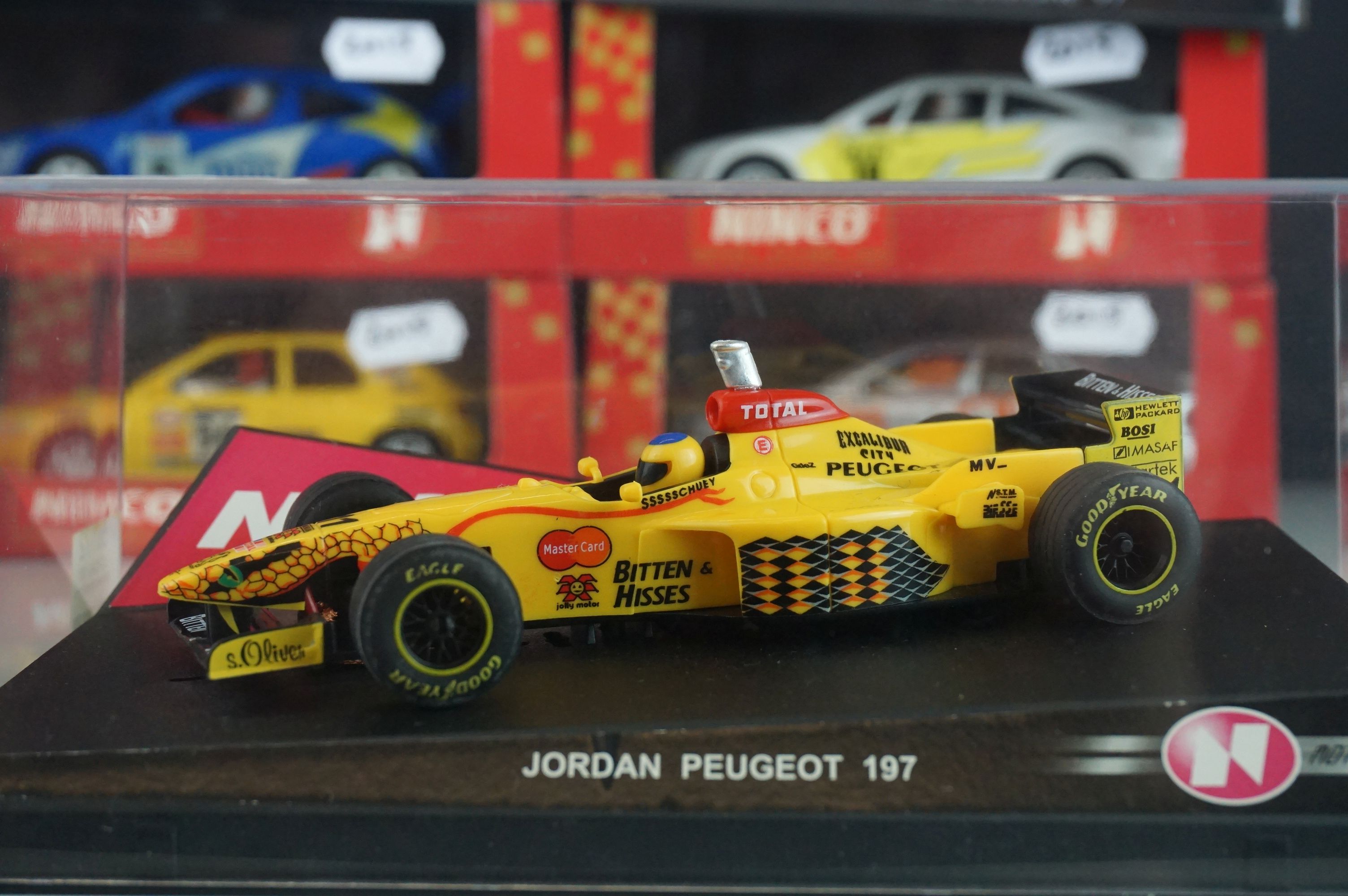 Seven cased / boxed slot cars to include 5 x Nimco (50172 Jordan 197 German Driver, 50128 Peugeot - Image 3 of 13