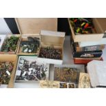 Collection of miniature metal and plastic war gaming vehicles and accessories, painted, vg quality