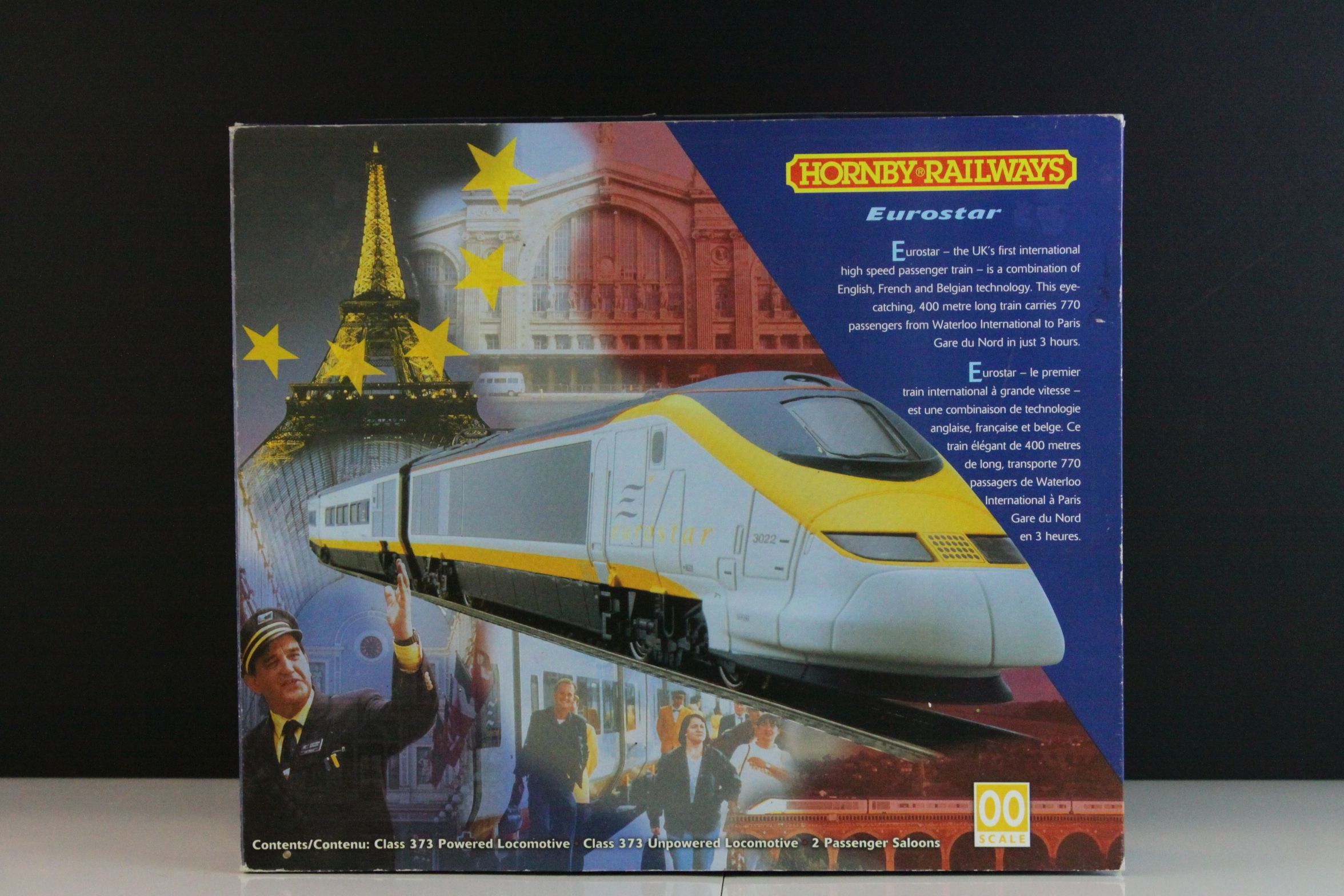 Boxed Hornby OO gauge R665 Eurostar Train Pack, complete with Class 373 Powered Locomotive, Class