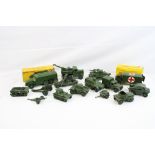 15 Dinky military diecast models to include boxed 677 Armoured Command Vehicle, boxed 626 Ambulance,