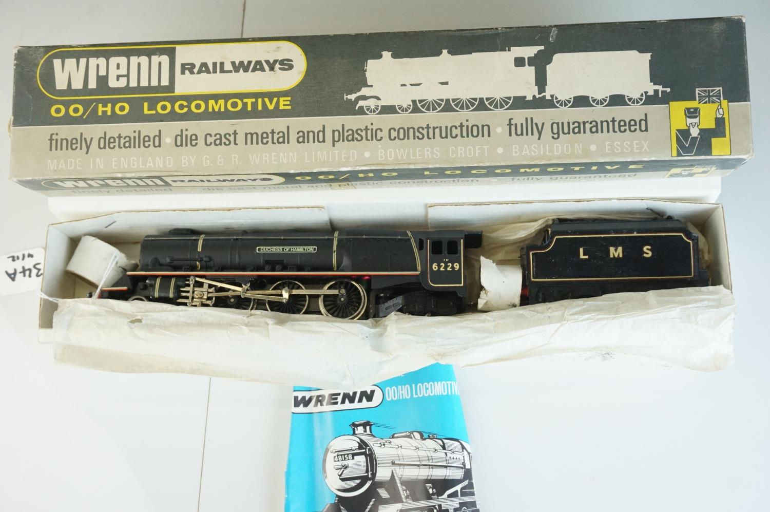 Boxed Wrenn OO gauge W2241 4-6-2 Duchess of Hamilton 4-6-2 with tender, with instructions