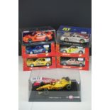 Seven cased / boxed slot cars to include 5 x Nimco (50172 Jordan 197 German Driver, 50128 Peugeot