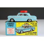 Boxed Corgi 236 Motor School Car diecast model in vg condition with a few paint chips, box gd