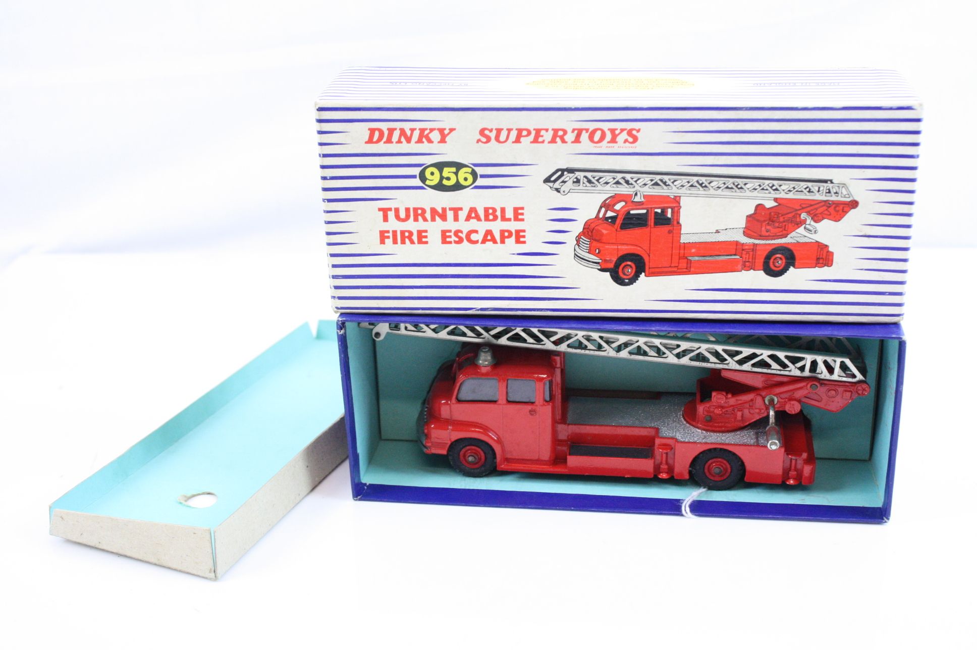 Boxed Dinky 956 Turntable Fire Escape diecast model with instructions, diecast vg with a few paint
