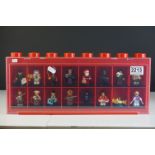 Lego - Cased of 16 Lego Minifigures within red display case