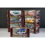 Seven boxed Scalextric slot cars to include C309 Triumph TR7, C149 Computervision Metro 6R4, C385