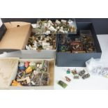 Collection of miniature war gaming figures on bases and accessories featuring various regiments,