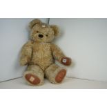 Mid 20th C Chad Valley Teddy Bear, straw filled, with working growler, faded tag to right foot, gd