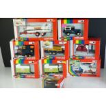 Nine boxed Britains 1:32 scale models, to include 9563 Bauer Vacuum Trailer, 9412 Log Sled, 9431 TRX