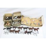 Large quantity of mid 20th C metal farm animals figures to include boxed Crescent figure set (poor