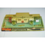 Boxed Dinky 359 Space 1999 Eagle Transporter diecast model appearing unopened from box, discolouring