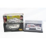 Three boxed/cased diecast models to include Trax TR76 Ford Falcon XF Panel Van, IXO Models CLC109
