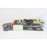 Nine diecast diorama scenes in plastic cases, to include Fiat examples, boxed MiniRama 201-02