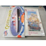 Two boxed plastic model kits, Airfix 1:87 HMS Bounty 1787 Special Edition 09259 & Revell 1:570 Queen