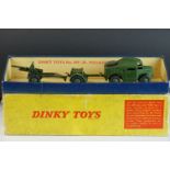 Boxed Dinky 697 25 Pounder Field Gun Set diecast model set, some paint chips but gd overall, outer