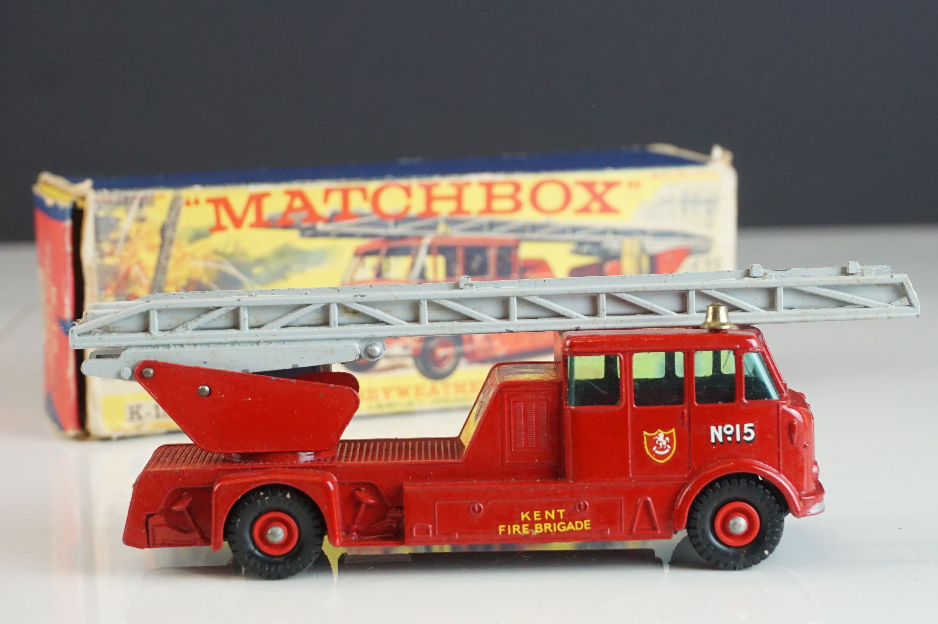 Boxed Matchbox K15 King Size Merryweather Fire Engine diecast model in vg condition with minimal - Image 4 of 8