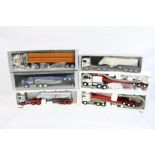 Nine boxed Conrad diecast haulage vehicles to include Volvo F12 3014, White Freightliner 3512,