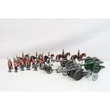 Collection of eight metal model military guns, to include Britains, together with a selection of