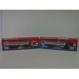 Two boxed 1/50 Tekno diecast haulage models, both tankers with cabs, diecats near mint, boxes vg