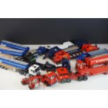 17 Diecast construction models and accessorises to include Corgi Heavy Haulage, 1960s Dinky, and