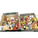 Large collection of playworn diecast vehicles and accessories, mostly Matchbox with some Britains,