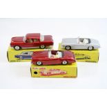 Three boxed Solido Mercedes diecast models to include 10 190 SL Cabriolet in metallic red with