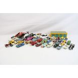 Collection of 30 20th C playworn Corgi and Matchbox Lesney diecast models to include Corgi Batmobile