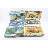 Six boxed 1:32 scale Hasegawa unbuilt plastic model kits to include Fieseler Fi-156C Storch,