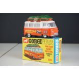 Boxed Corgi 508 Holiday Camper Special Commer Bus diecast model in orange, vg decal to one side,