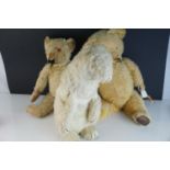 Three early mid 20th C soft toys to include Dean Rag Book Polar Bear and 2 x straw filled bears