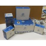 Retro Gaming - Boxed Sega Dreamcast console plus three controllers, Dreamcast gun and Visual Memory.