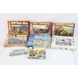 Seven boxed plastic soldiers including Airfix American Indians, Imex Sioux Indians, A Call To Arms