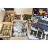 Collection of miniature metal and plastic war gaming vehicles and accessories, painted, vg quality